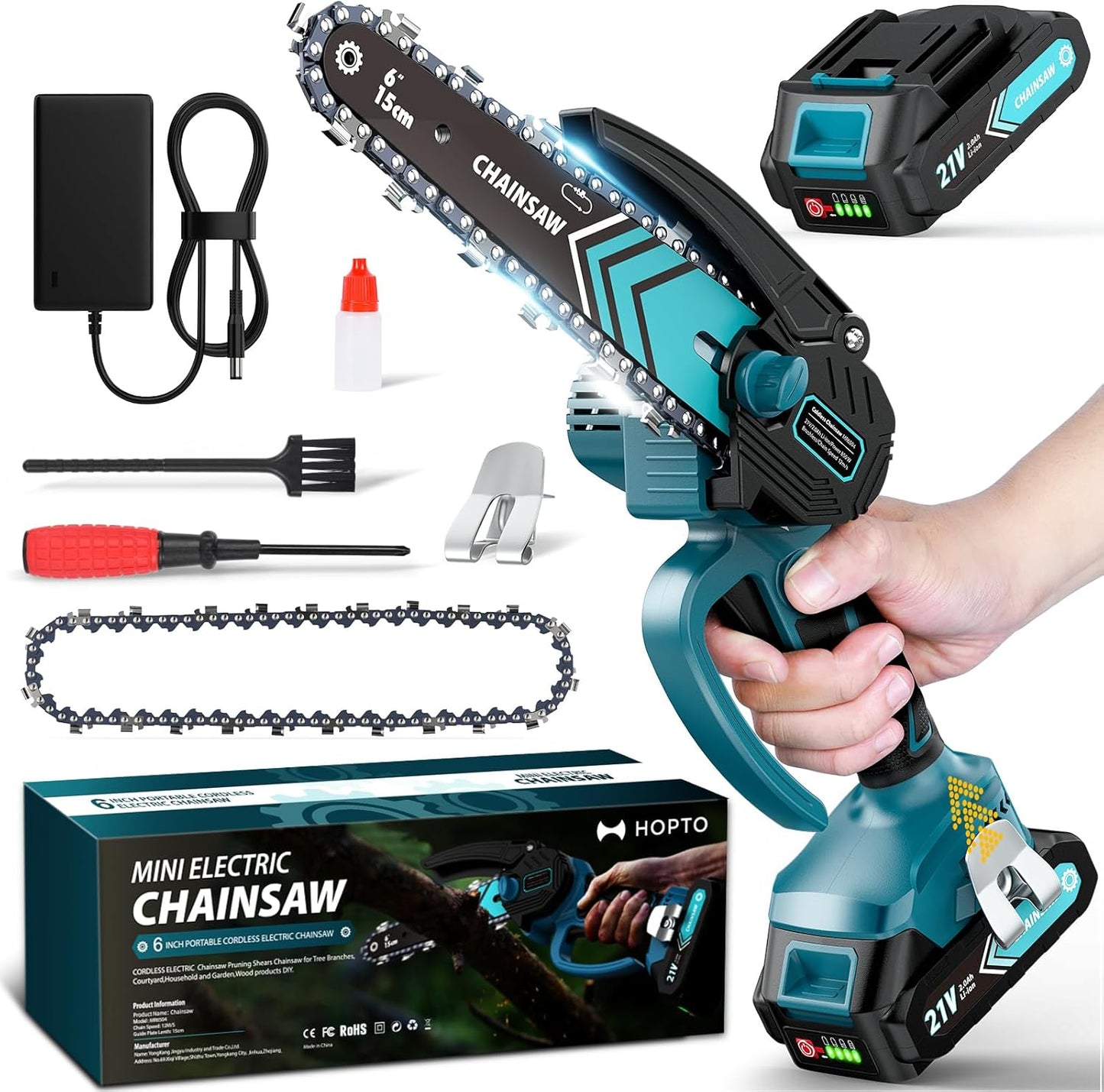 🔥 LIMITIERTES ANGEBOT 50% RABATT! ✨ 6-Zoll-Akku-Minikettensäge – Leistungsstark, Leicht, Mit 2 Akkus ⚡