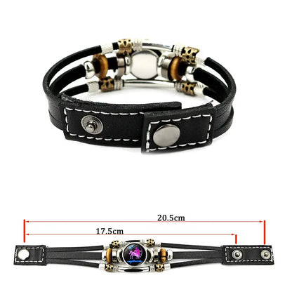 🎉 Sonderangebot 2026 – Über 21.300 Stück verkauft!🔥 Im Dunkeln leuchtendes Lederarmband mit Sternzeichen