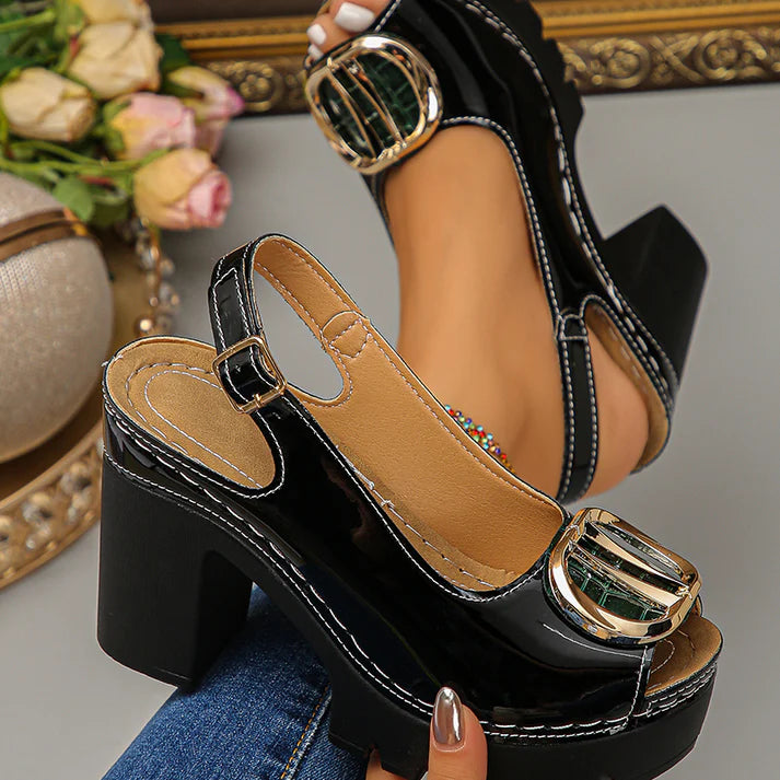 👡 50% RABATT! ✨ Elegante Peep-Toe-Sandalen mit Schnallenabsatz – Stilvoll, Bequem & Perfekt Für Jeden Anlass 🌸