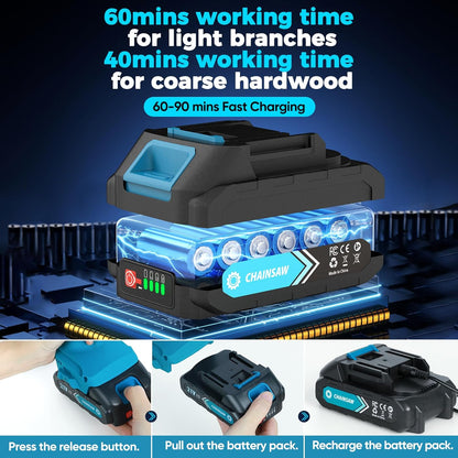 🔥 LIMITIERTES ANGEBOT 50% RABATT! ✨ 6-Zoll-Akku-Minikettensäge – Leistungsstark, Leicht, Mit 2 Akkus ⚡