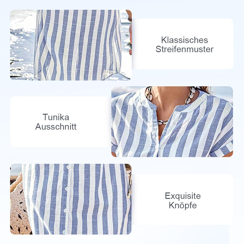 🌸Gestreiftes Button-Down-Hemdkleid für Damen