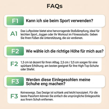 Bequeme Einlegesohlen mit Luftpolster und Erhöhungseffekt