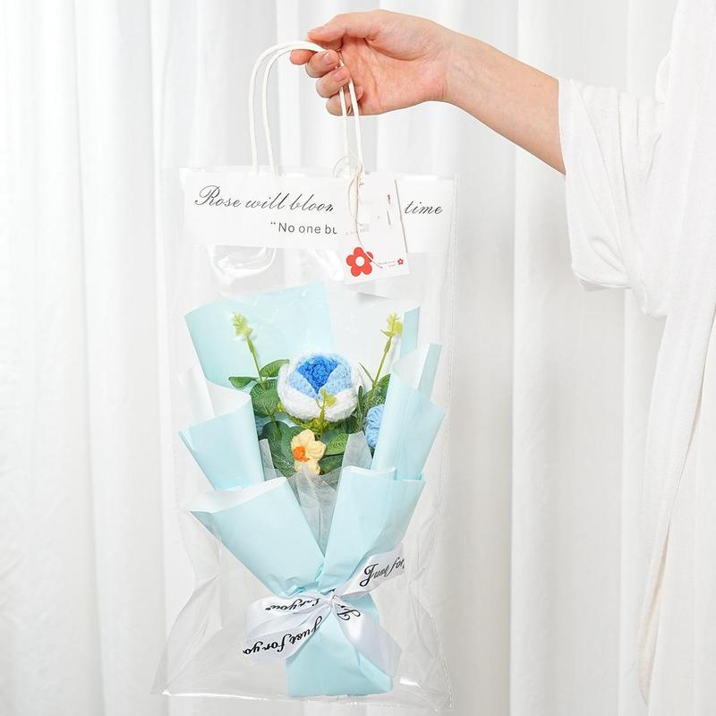 🌸 50% RABATT! 🎉 Handmade Delicate Crochet Flower Bouquet – Lifelike Design, Durable & Perfect Home Decor/Gift ✨