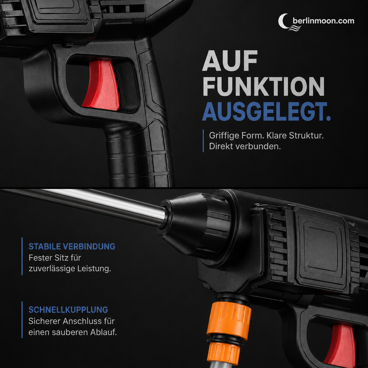 🚗 💦 Akku Hochdruckreiniger 30bar – 2X3000mAh, 180° Verstellbare Düse & 5m Schlauch für Auto, Terrasse und Bewässerung 🔋