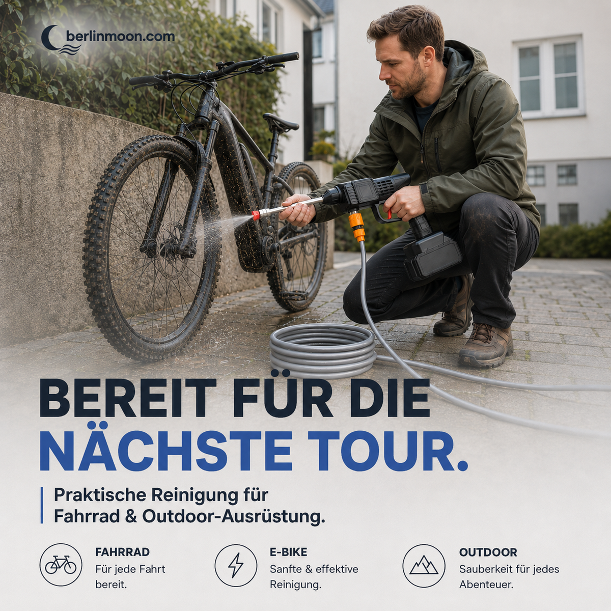 🚗 💦 Akku Hochdruckreiniger 30bar – 2X3000mAh, 180° Verstellbare Düse & 5m Schlauch für Auto, Terrasse und Bewässerung 🔋