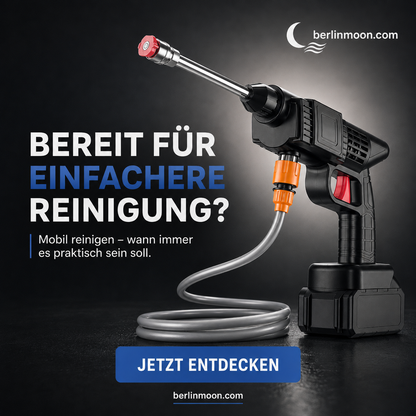 🚗 💦 Akku Hochdruckreiniger 30bar – 2X3000mAh, 180° Verstellbare Düse & 5m Schlauch für Auto, Terrasse und Bewässerung 🔋
