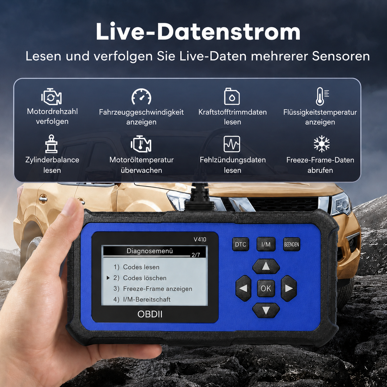 Multifunktionaler OBD2-Diagnosescanner für Fahrzeugmotoren