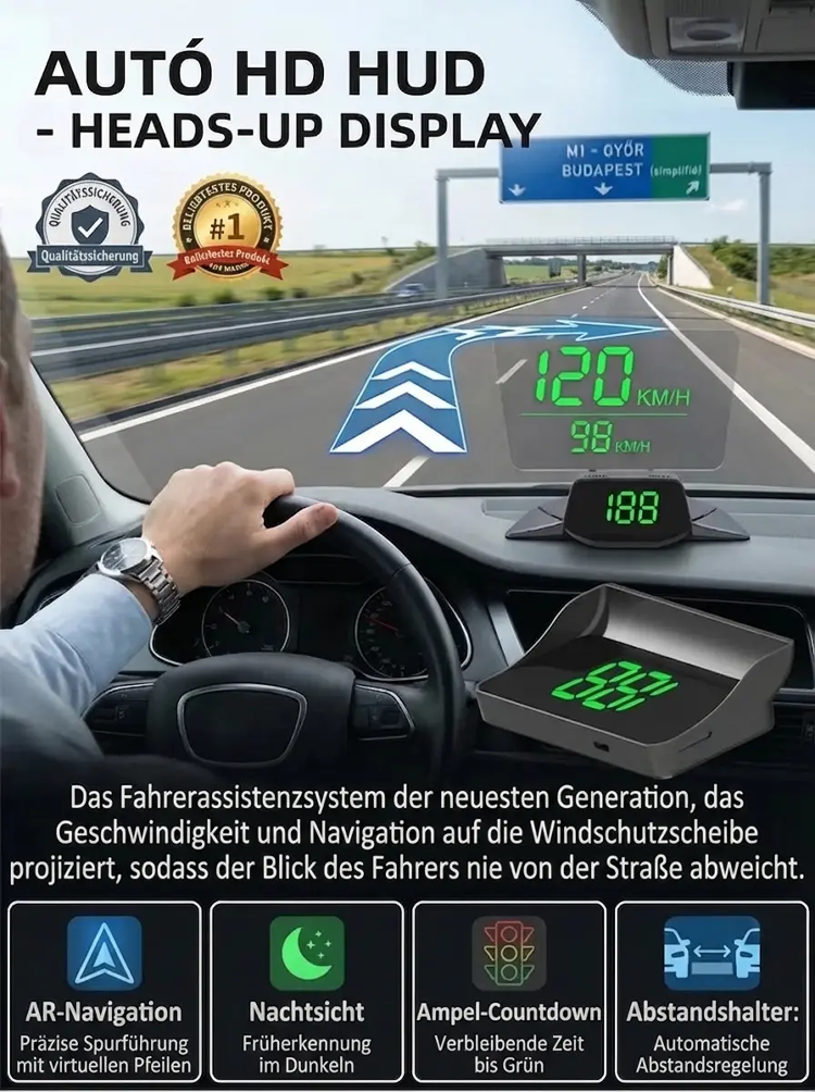 Bleiben Sie sicher unterwegs – Echtzeit-Geschwindigkeitsanzeige direkt auf Ihrer Windschutzscheibe! Nie mehr Bußgelder – Präzise Geschwindigkeitswarnungen für Ihre entspannte Fahrt!