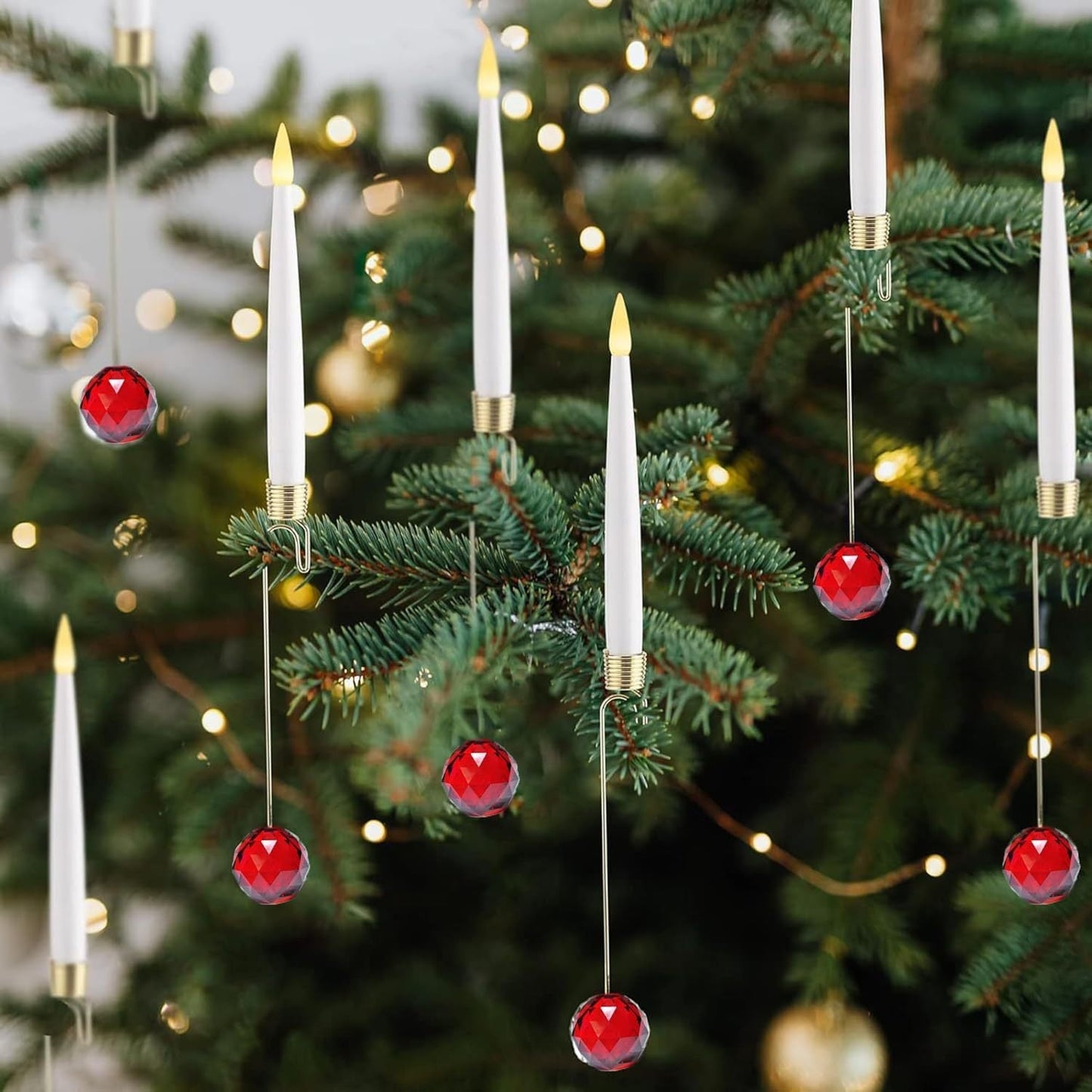 🎁Frühweihnachtliche Aktion – 50 % Rabatt🎄❄️Weihnachtsbaum-LED-Kerzen mit klarem Kristallkugelhaken