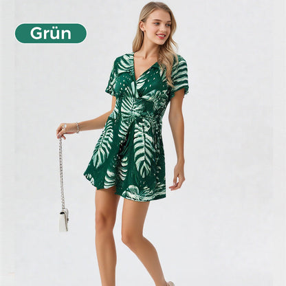 Overall mit elastischer Taille und botanischem Print für Damen
