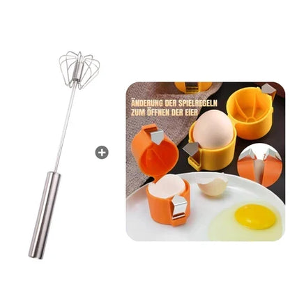 ❄️Sommerfrische 50 % Rabatt!👩‍🍳Semiautomatischer Rührbesen aus Edelstahl – Handbetriebener Eierschläger ohne Batterien für Eier, Sahne, Saucen & Kaffee