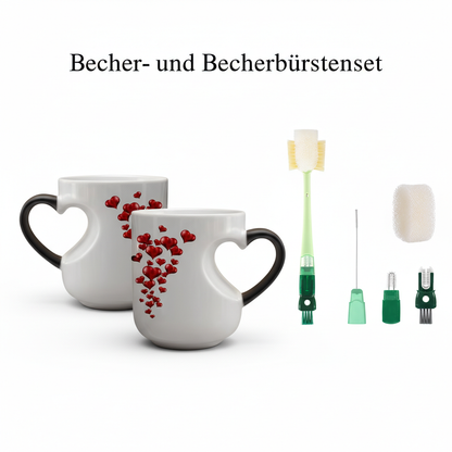 Keramikbecher mit farbwechselndem, herzförmigem Henkel