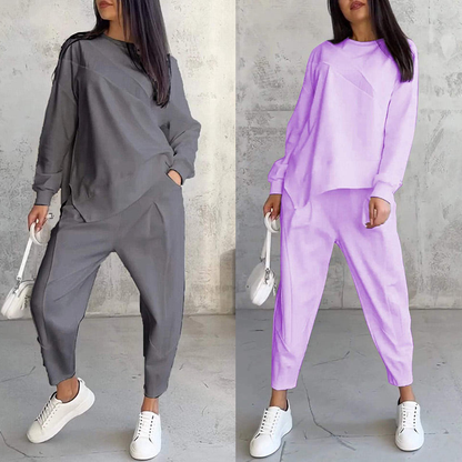 💕Damen Langarm-Sweatshirts mit unregelmäßigem Saum & Hosen-Set