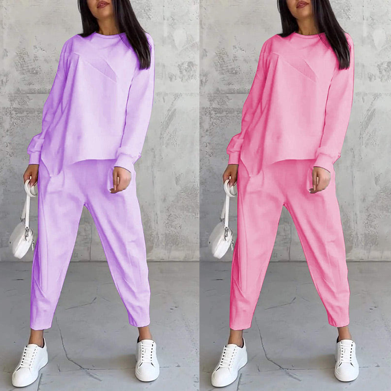 💕Damen Langarm-Sweatshirts mit unregelmäßigem Saum & Hosen-Set