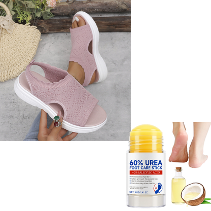 Atmungsaktive Plateau-Sandalen aus Strick für Damen
