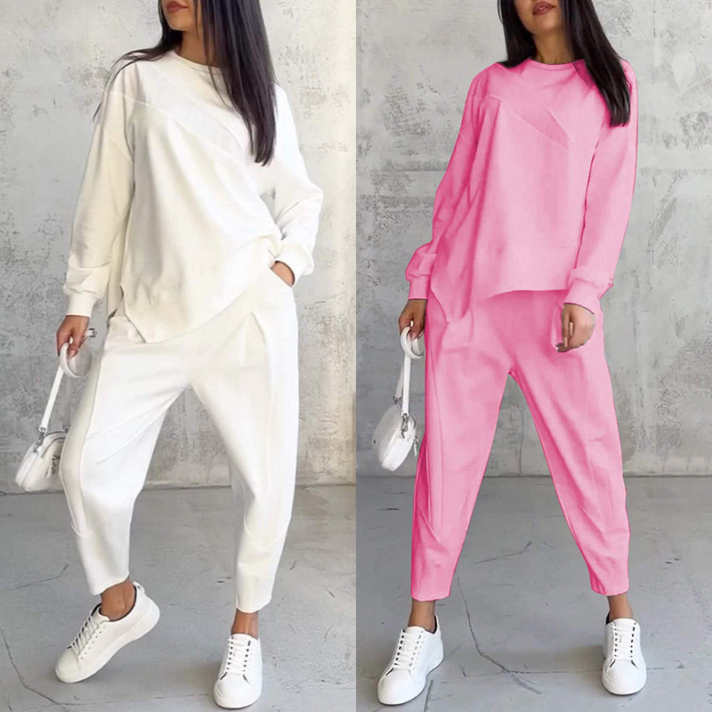💕Damen Langarm-Sweatshirts mit unregelmäßigem Saum & Hosen-Set