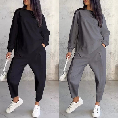 💕Damen Langarm-Sweatshirts mit unregelmäßigem Saum & Hosen-Set
