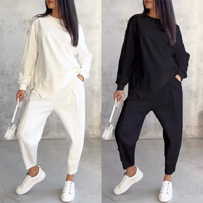 💕Damen Langarm-Sweatshirts mit unregelmäßigem Saum & Hosen-Set