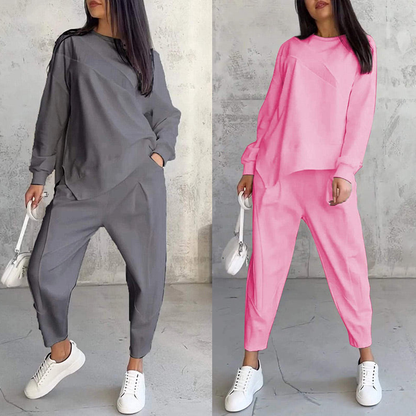 💕Damen Langarm-Sweatshirts mit unregelmäßigem Saum & Hosen-Set