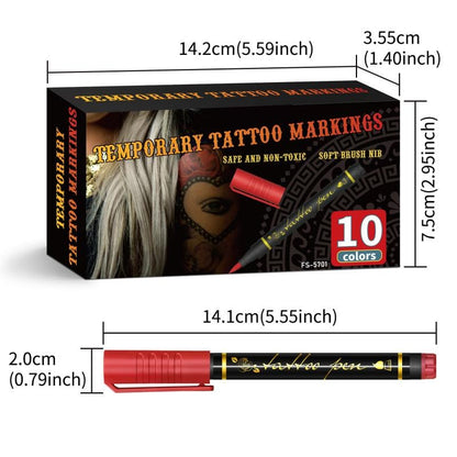 🎨50% OFF NOW! Temporary Tattoo Markers for Skin – Long-Lasting Waterproof Body Art Tattoo Pens, DIY Temporary Tattoo Kit for Parties, Festivals, Halloween & Cosplay