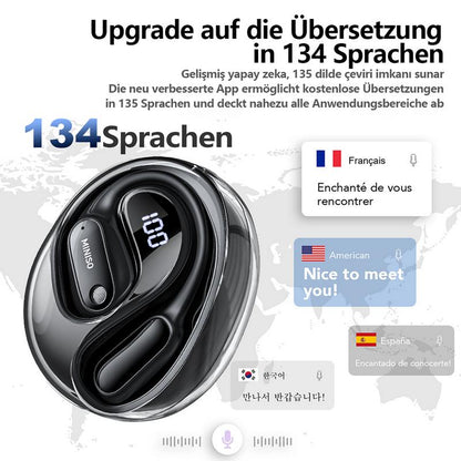 Ki Übersetzungs-Kopfhörer – Echtzeit-Übersetzung in 134 Sprachen mit App, Bluetooth 6.0, Kabellose Earbuds für Musik & Anrufe, IPX5 Wasserdicht, Lange Akkulaufzeit