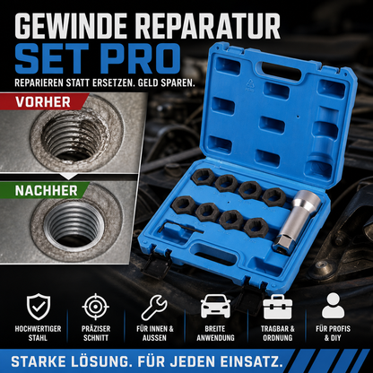 🔧 50% RABATT! 10-teiliges Reparaturwerkzeugset für Schraubgewinde im Kfz-Bereich – Schnelle Instandsetzung defekter Gewinde – Ideal für Werkstätten & Heimwerker ✨