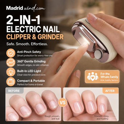 🎉 Sonderangebot 2026 – Über 113.000 verkaufte Exemplare! ✂️ 2-in-1-Smart-Elektronagelschere und -Polierer – Einklemmschutz und LED-Licht 💅