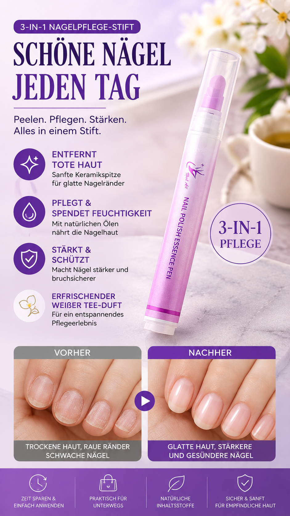 💜3-in-1 Nagelhautlotion-Stift für die Nagelpflege