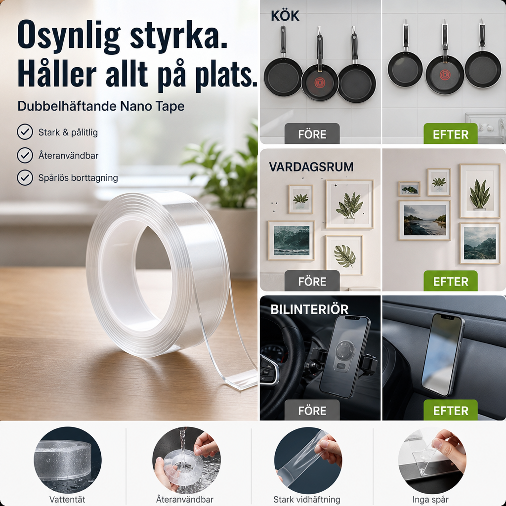 📦 2 KAUFEN, 1 GRATIS! 🔧 Nano-Klebeband – Hinterlässt keine Spuren, wiederverwendbar und transparent – perfekt für alle Oberflächen