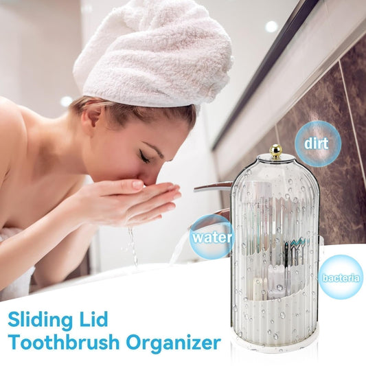 🌸 Zahnbürsten-Organizer mit Schiebedeckel – Wandmontage, staubdicht & ideal für kleine britische Badezimmer und Gäste-WCs 🏠