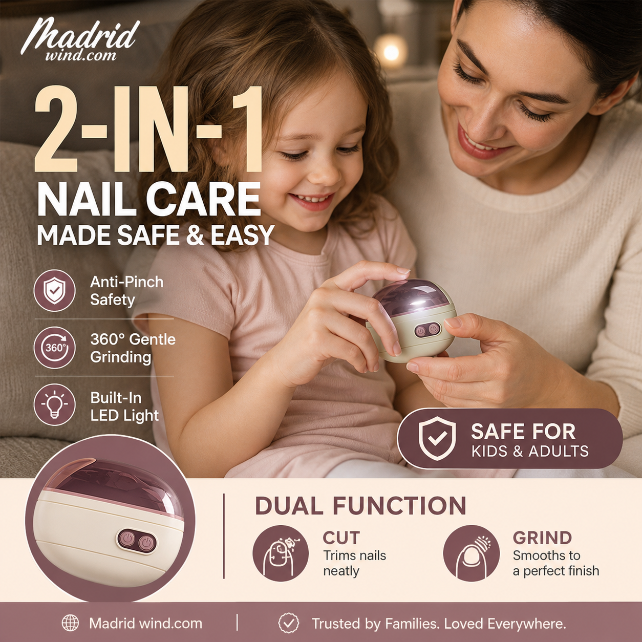 🎉 Sonderangebot 2026 – Über 113.000 verkaufte Exemplare! ✂️ 2-in-1-Smart-Elektronagelschere und -Polierer – Einklemmschutz und LED-Licht 💅