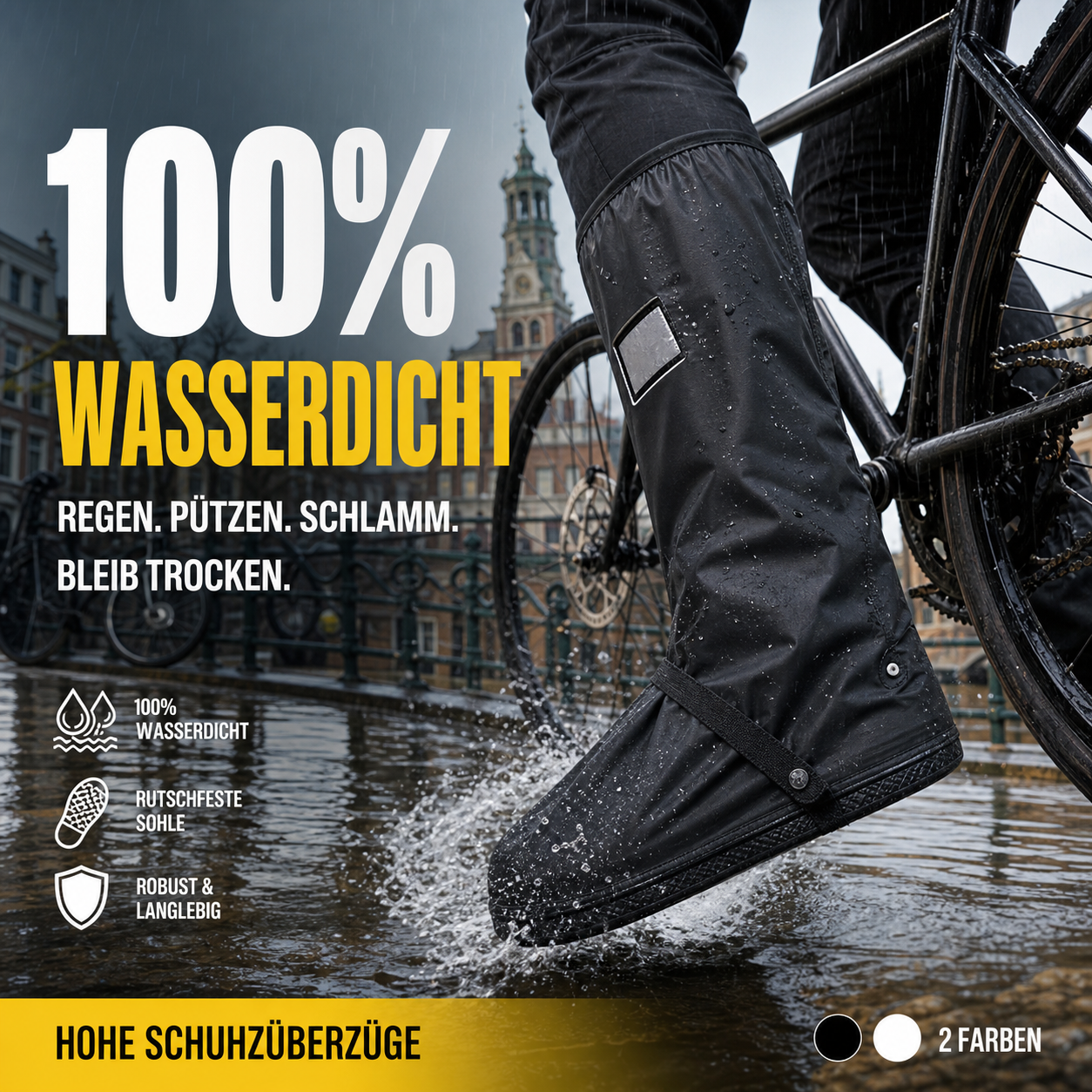 💧 Rundum lange wiederverwendbare wasserdichte Stiefelüberzüge