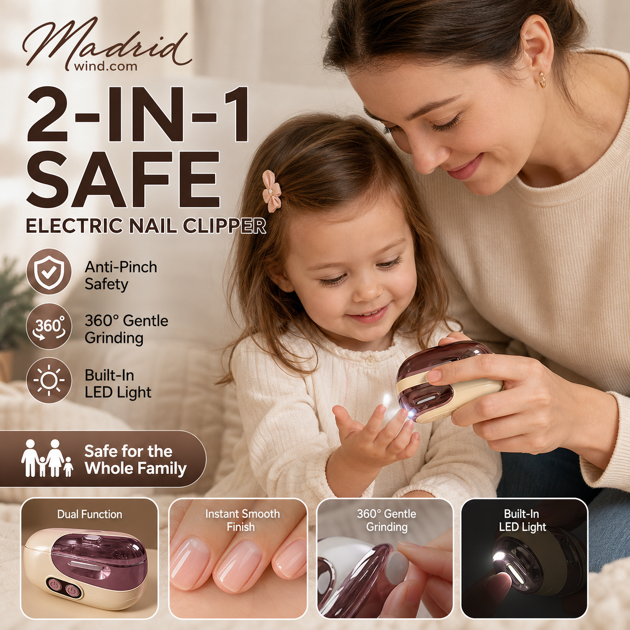 🎉 Sonderangebot 2026 – Über 113.000 verkaufte Exemplare! ✂️ 2-in-1-Smart-Elektronagelschere und -Polierer – Einklemmschutz und LED-Licht 💅