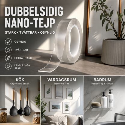 📦 2 KAUFEN, 1 GRATIS! 🔧 Nano-Klebeband – Hinterlässt keine Spuren, wiederverwendbar und transparent – perfekt für alle Oberflächen