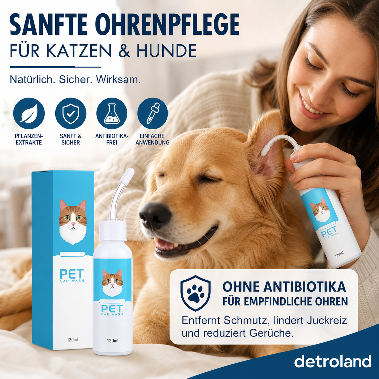 Ohrenreiniger gegen Juckreiz für Hunde und Katzen