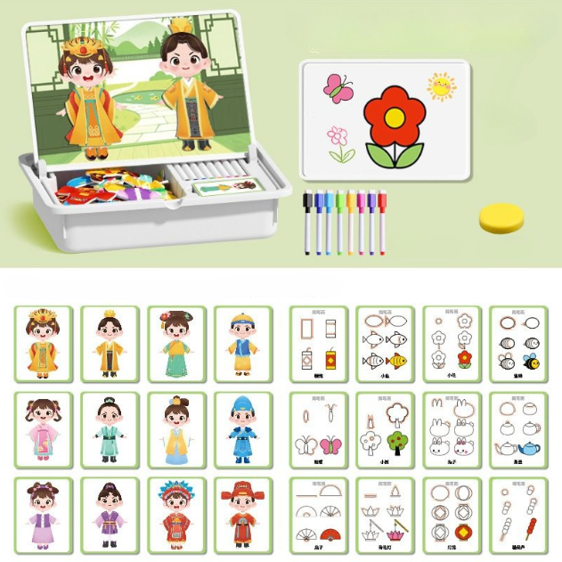 Magnetisches Puzzle Gesichter-Anziehspiel Reisespiel Doppelseitiges Vorschulerziehungs-Lernspielzeug für Kinder