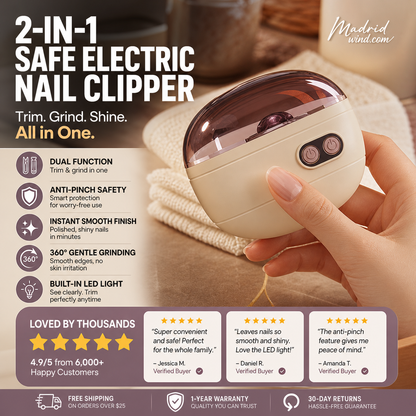 🎉 Sonderangebot 2026 – Über 113.000 verkaufte Exemplare! ✂️ 2-in-1-Smart-Elektronagelschere und -Polierer – Einklemmschutz und LED-Licht 💅