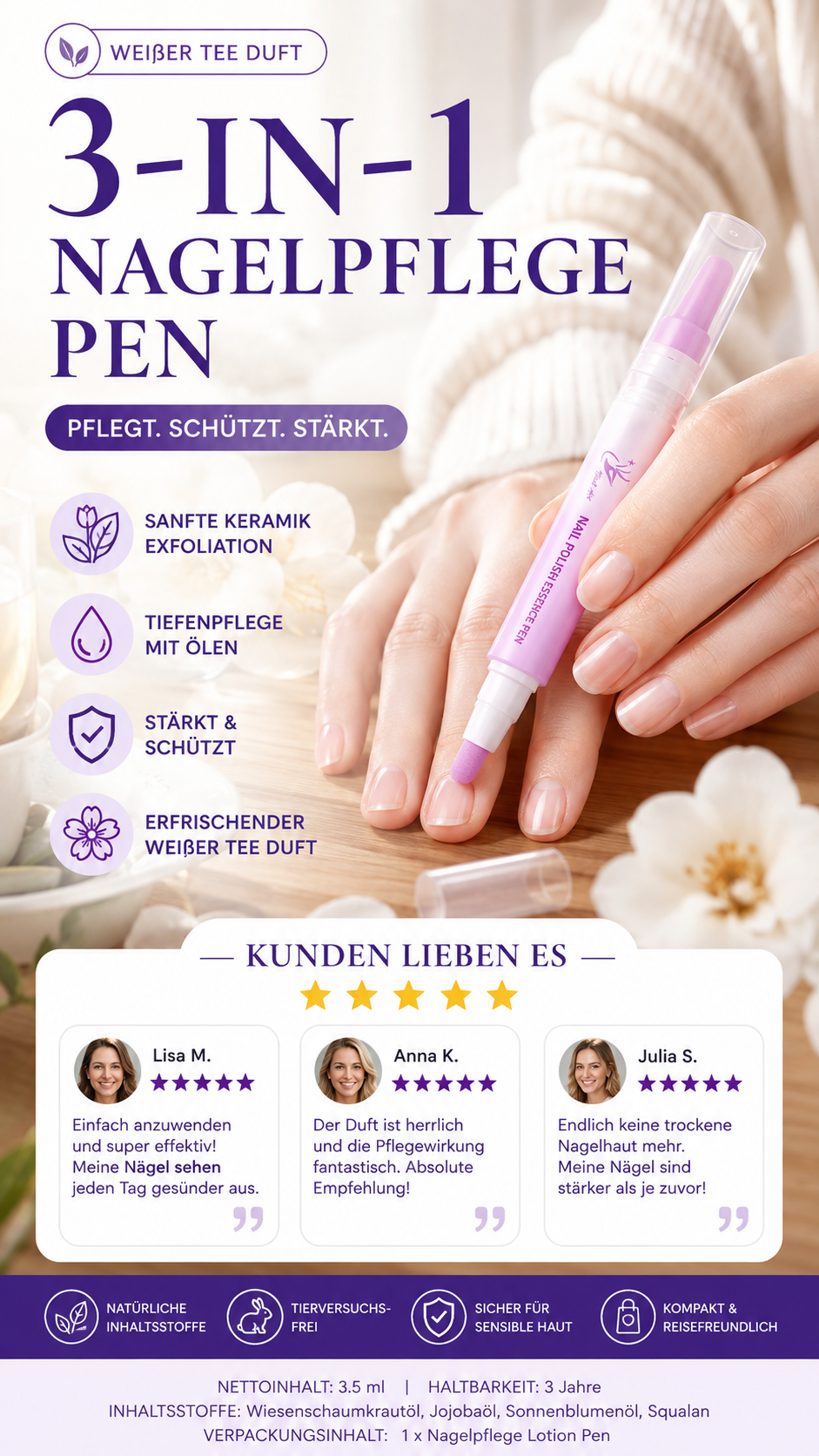 💜3-in-1 Nagelhautlotion-Stift für die Nagelpflege