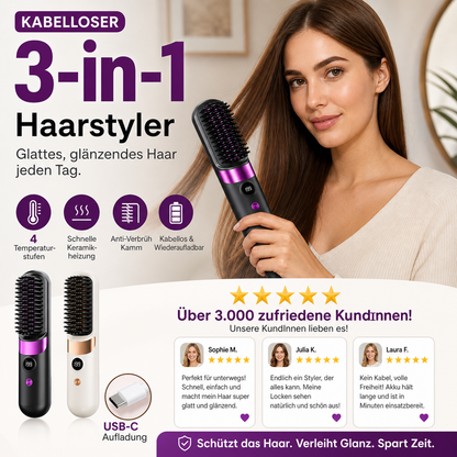 🔥 Heute -50 %! 💇‍♀️ 3-in-1 Kabellose Glättungsbürste