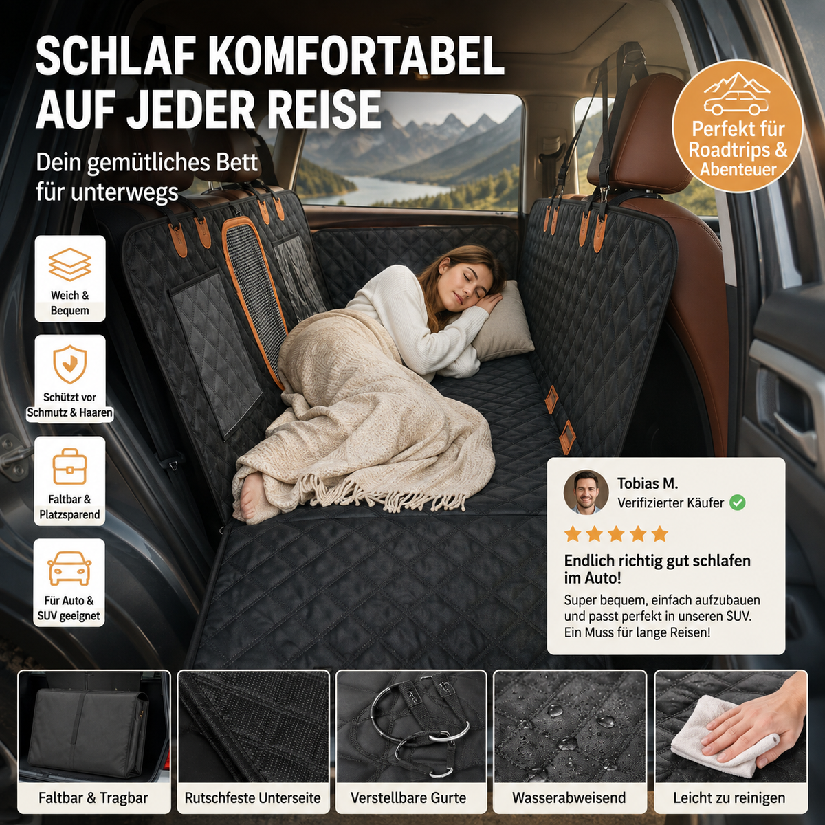 🚗 Gefaltete Schlafmatte für den Autorücksitz – Reise-Highlight