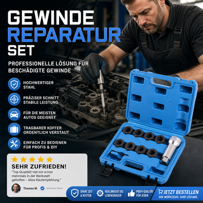 🔧 50% RABATT! 10-teiliges Reparaturwerkzeugset für Schraubgewinde im Kfz-Bereich – Schnelle Instandsetzung defekter Gewinde – Ideal für Werkstätten & Heimwerker ✨