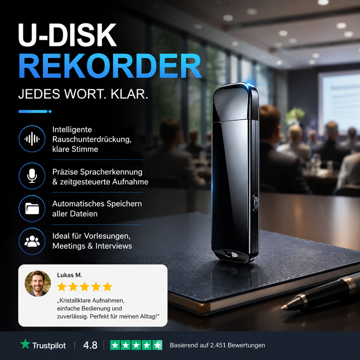 2-in-1 USB-Sprachaufnehmer