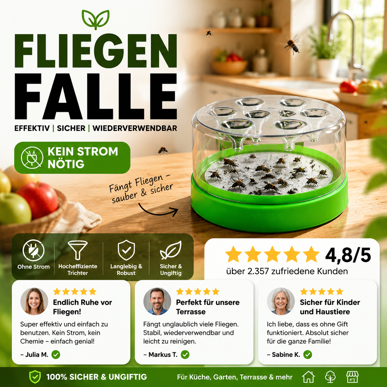 🔥 -50% Heute 🏡 Wiederverwendbare Fliegenfalle ohne Strom