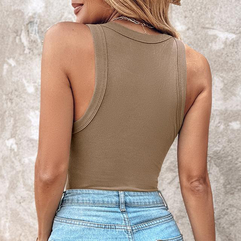 👚Geripptes Tanktop mit integriertem BH für Frauen