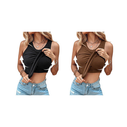 👚Geripptes Tanktop mit integriertem BH für Frauen