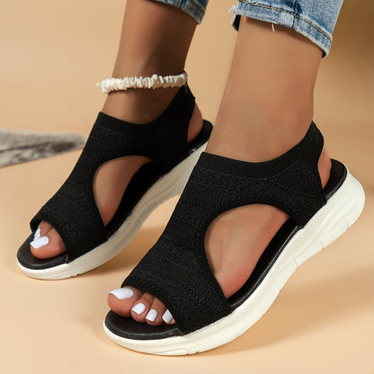 🌺Bequeme atmungsaktive flache Sandalen mit offener Zehe für Damen im Sommer