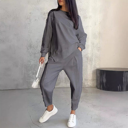 💕Damen Langarm-Sweatshirts mit unregelmäßigem Saum & Hosen-Set