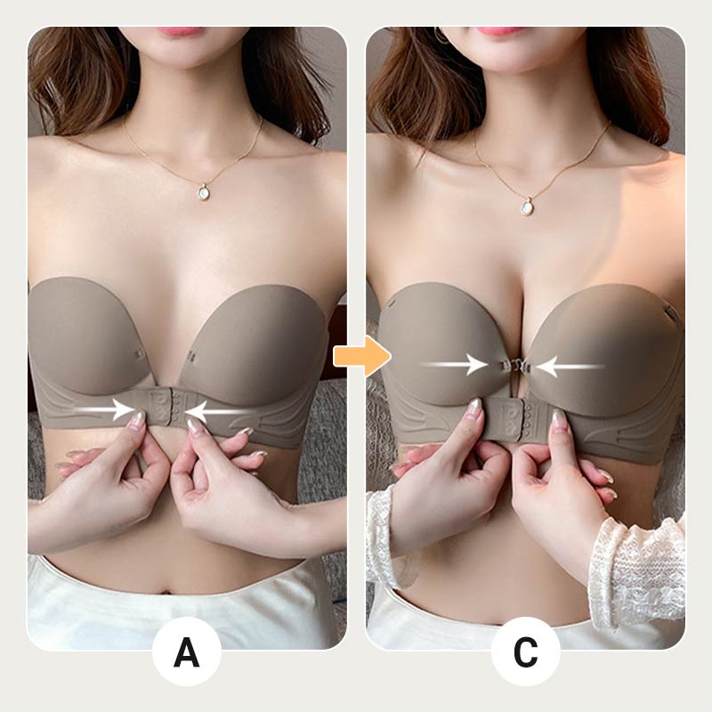 🌟 Unsichtbarer Push-up-BH mit Frontverschluss und versteckbaren Trägern 🥰