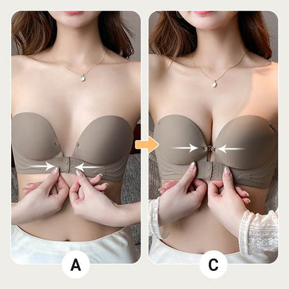 🌟 Unsichtbarer Push-up-BH mit Frontverschluss und versteckbaren Trägern 🥰