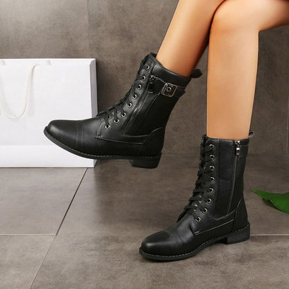 🔥2025 Hot🔥Orthopädische Lederstiefel für Damen mit runder Zehenpartie und seitlichem Reißverschluss